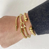 3pcs/Set Men Bracelet Stainless Steel Hemp Rope Bangles Sets Jewelry