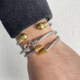 3pcs/Set Men Bracelet Stainless Steel Hemp Rope Bangles Sets Jewelry