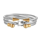 3pcs/Set Men Bracelet Stainless Steel Hemp Rope Bangles Sets Jewelry