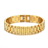 Golden Stainless Steel Watch Chain Style Bracelet Men Women