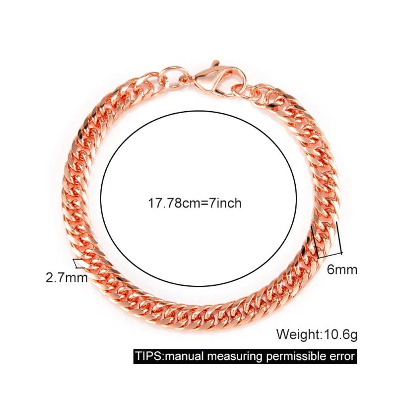 Copper Bracelet Chain Link Anti-scratch 6mm Bracelets