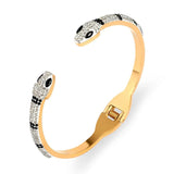 Stainless Steel Crystal Snake Opening Bracelet Bangle