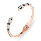 Stainless Steel Crystal Snake Opening Bracelet Bangle