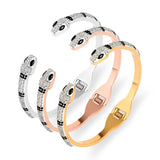 Stainless Steel Crystal Snake Opening Bracelet Bangle