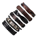 Vintage Multilayer Leather Bracelet Set Men Women Punk Bracelets