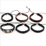 Vintage Multilayer Leather Bracelet Set Men Women Punk Bracelets