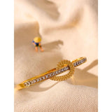 CZ Wheat Stainless Steel Bangle Bracelet 18K Plated