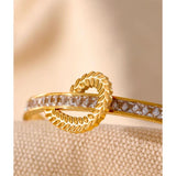CZ Wheat Stainless Steel Bangle Bracelet 18K Plated