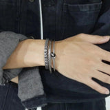 Vintage Men's Bracelet Set Stainless Steel Curban Chain Wristband
