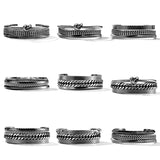 Vintage Men's Bracelet Set Stainless Steel Curban Chain Wristband