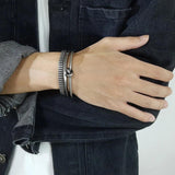 Vintage Men's Bracelet Set Stainless Steel Curban Chain Wristband