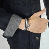 Vintage Men's Bracelet Set Stainless Steel Curban Chain Wristband