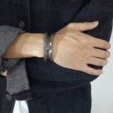 Vintage Men's Bracelet Set Stainless Steel Curban Chain Wristband