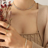 Waterproof Zircon Bracelet for Women Stainless Steel