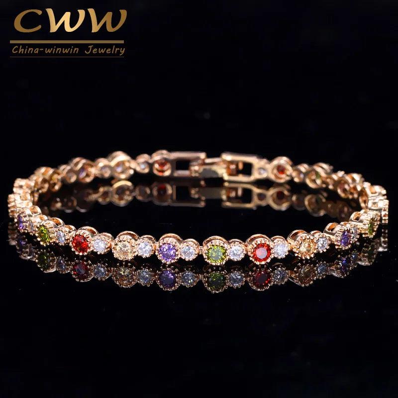 Cubic Zirconia Crystal Chain Bracelet for Women