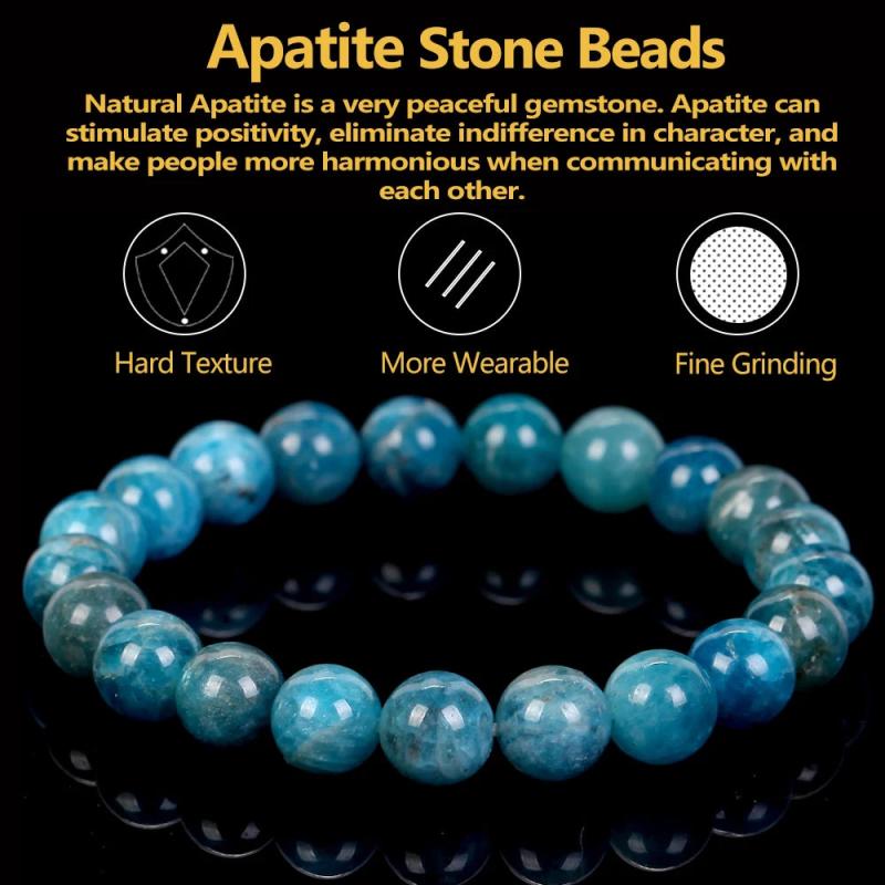 Natural Stone Bracelet Apatites Beads Jewelry Gift Men Women 6 8 mm