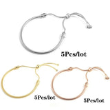 5Pcs Silver Plated Adjustable Charm Bracelets for DIY Beads