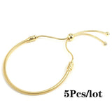 5Pcs Silver Plated Adjustable Charm Bracelets for DIY Beads