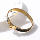 Stainless Steel Spring Clasp Bangle Bracelet Rose Border Wedding Jewelry Gift