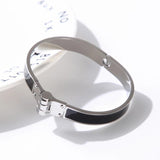 Stainless Steel Spring Clasp Bangle Bracelet Rose Border Wedding Jewelry Gift