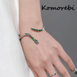Irregular Distortion Snake Bangle Silver Colour Metal Punk Bracelet for Women