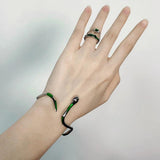 Irregular Distortion Snake Bangle Silver Colour Metal Punk Bracelet for Women