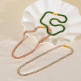 High End PVD Green Clear Pink Crystal Pave Bracelet Tarnish