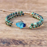 4mm Beads Fatima Hands Charm Bracelets African Jasper String Braided Bracelets