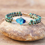 4mm Beads Fatima Hands Charm Bracelets African Jasper String Braided Bracelets