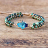 4mm Beads Fatima Hands Charm Bracelets African Jasper String Braided Bracelets