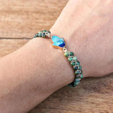 4mm Beads Fatima Hands Charm Bracelets African Jasper String Braided Bracelets