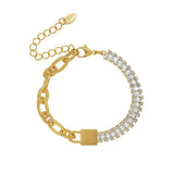 Zircon Splicing Chain Bracelet Stainless Steel for Women