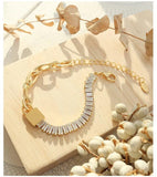 Zircon Splicing Chain Bracelet Stainless Steel for Women