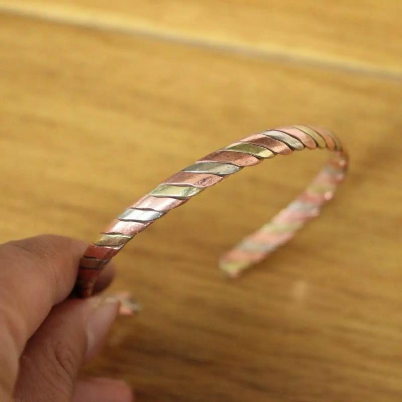 Tibetan Copper Braided Cuff Bracelet Adjustable for Woman