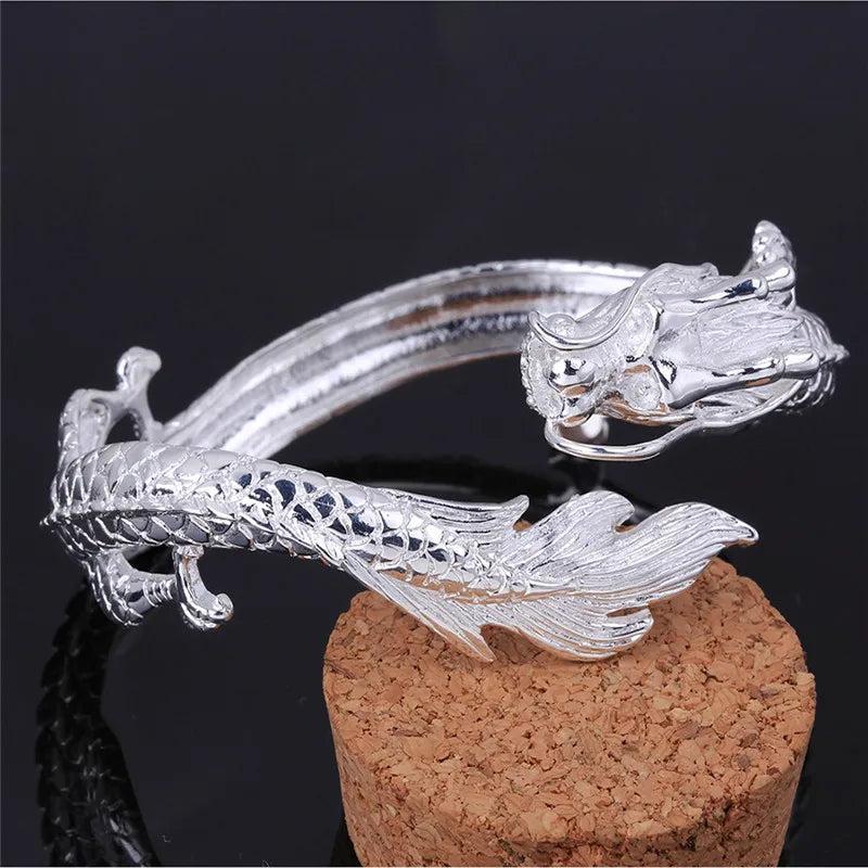 Vintage Style Dragon Bangles Bracelet Silver 925 for Women