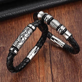 Skeleton Totem Leather Bracelet with Magnetic Clasp