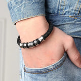 Skeleton Totem Leather Bracelet with Magnetic Clasp