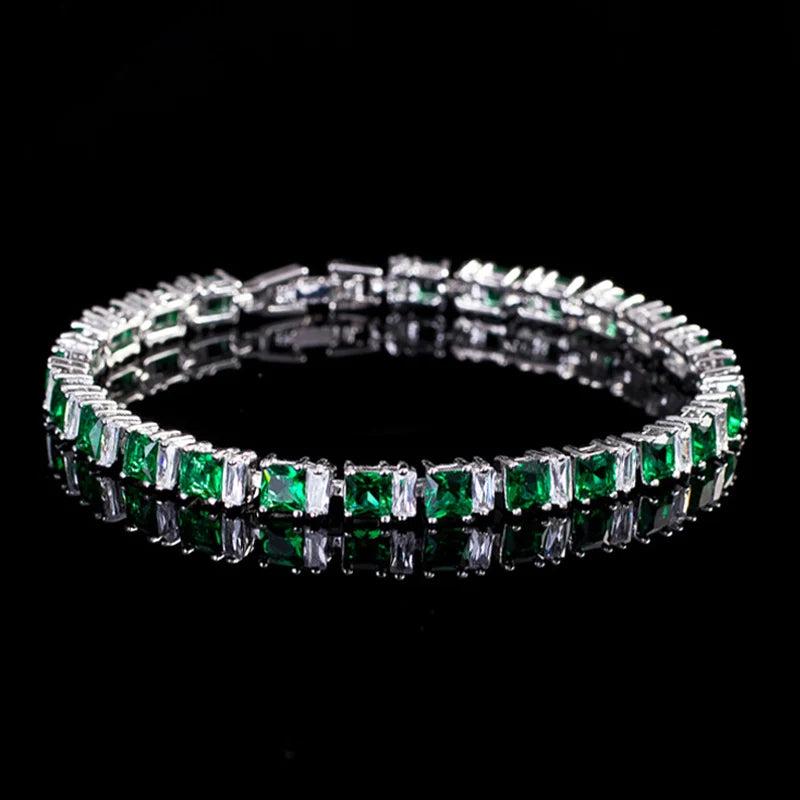 Green CZ Tennis Bracelet for Women