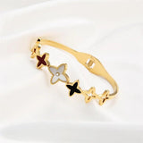 Flower Plated Women Girls Cuff Bangle Stainless Steel Wedding Gift