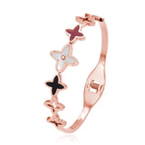 Flower Plated Women Girls Cuff Bangle Stainless Steel Wedding Gift