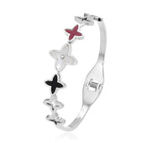Flower Plated Women Girls Cuff Bangle Stainless Steel Wedding Gift