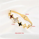Flower Plated Women Girls Cuff Bangle Stainless Steel Wedding Gift
