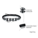 Mingao Man Bracelet Stainless Steel Bicycle Chain Leather Bracelet