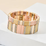 Bohemian Friendship Bracelet Stackable Enamel Charm Beads Crystal