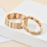 Bohemian Friendship Bracelet Stackable Enamel Charm Beads Crystal