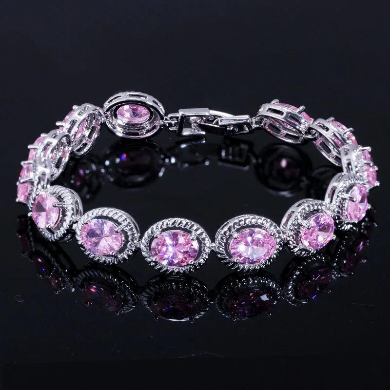 Big Oval Round CZ Yellow Stone Tennis Bracelet Silver Party Jewelry