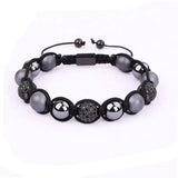 Men's Hematite Beads CZ Micro Ball Bracelet