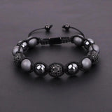 Men's Hematite Beads CZ Micro Ball Bracelet