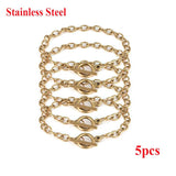 5pcs Stainless Steel Chain Bracelets with Toggle Clasps