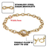 5pcs Stainless Steel Chain Bracelets with Toggle Clasps